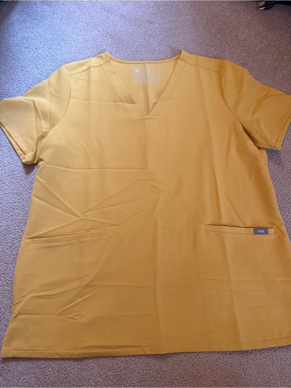 Figs Women's V-Neck Scrub Top in Mustard Yellow